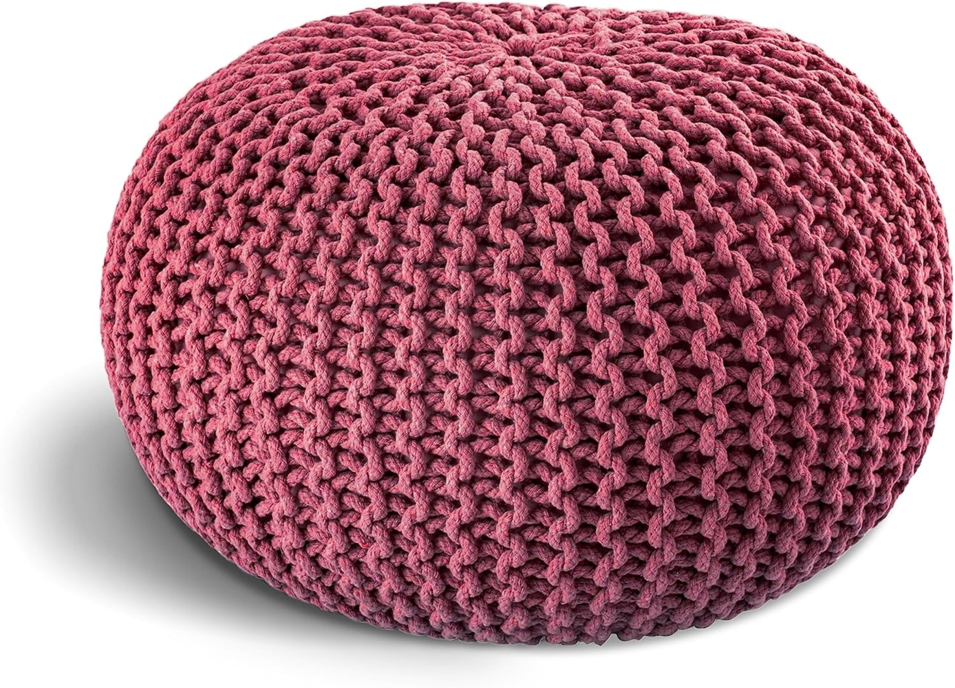 ELYFLAIR® handgefertigter Strickhocker Ø 55cm o. Ø 45cm I Sitzpouf Sitzpuff Bodenkissen Sessel Kissen Sitzhocker Sitzsack - mit eleganter Grobstrick-Optik - Dekoration Interieur (Rosa, Ø 55cm) Bild 1