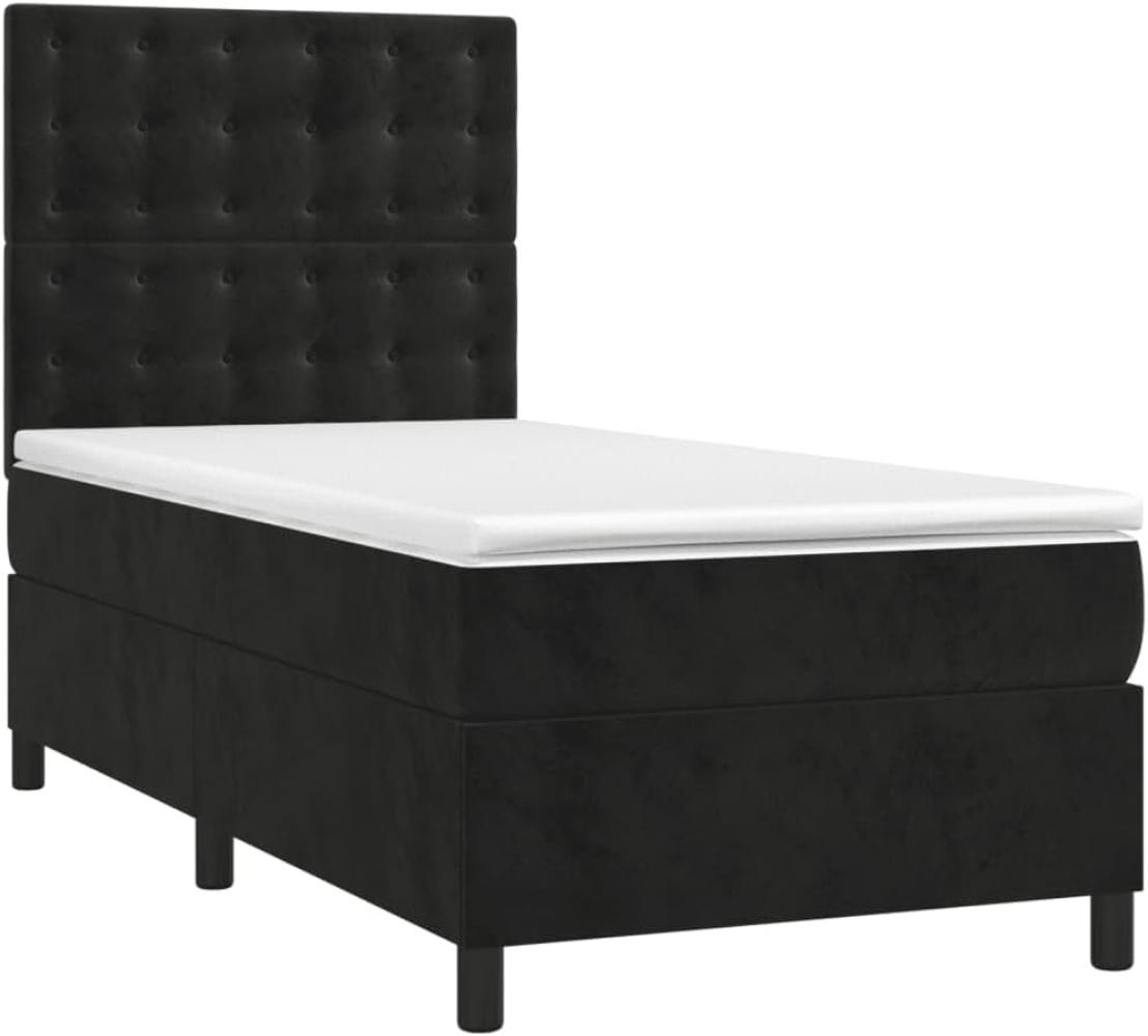 vidaXL Boxspringbett mit Matratze Schwarz 90x200 cm Samt 3143243 Bild 1