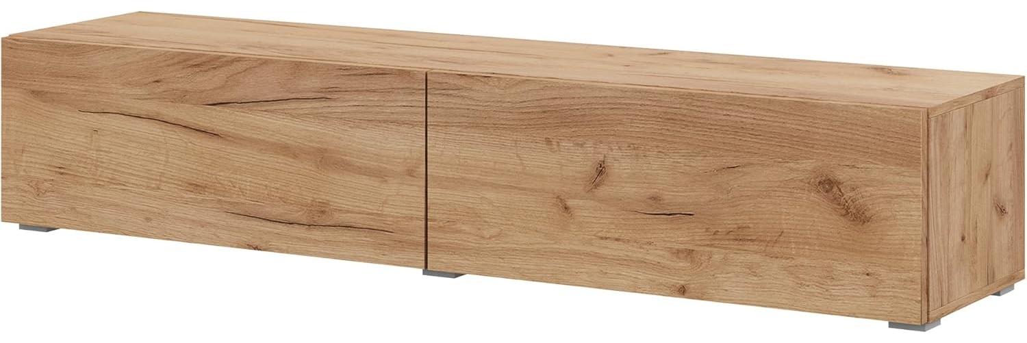 Planetmöbel TV Board 280 cm Gold Eiche, TV Schrank mit 4 Klappen als Stauraum, Lowboard hängend oder stehend, Sideboard Wohnzimmer Bild 1