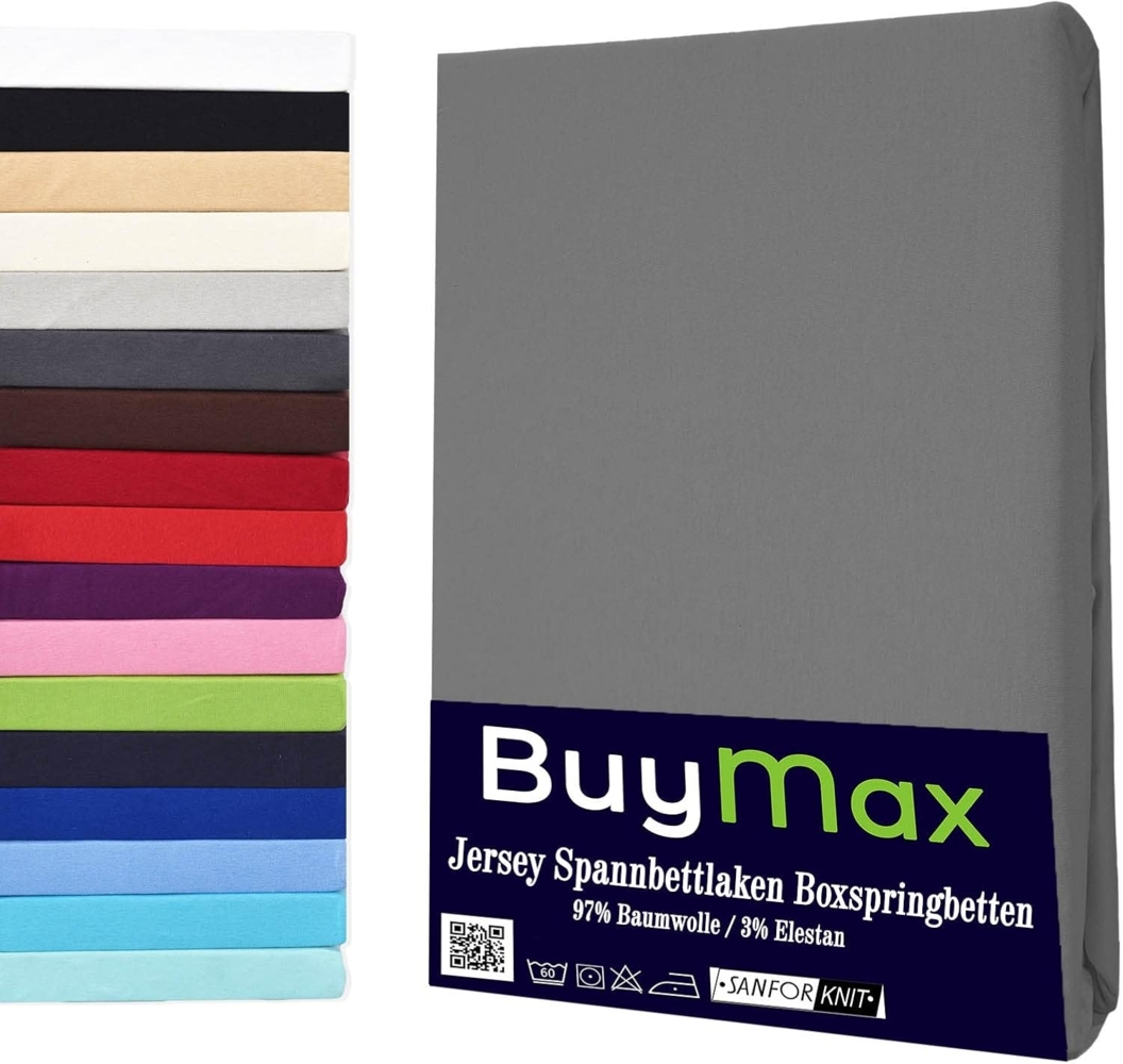 Buymax® Wasserbett Spannbettlaken Stretch 180x200-200x220 cm für Wasserbetten und Boxspringbetten Bettbezug für Matratzen bis 35 cm Matratzenhöhe, Anthrazit-Grau Bild 1