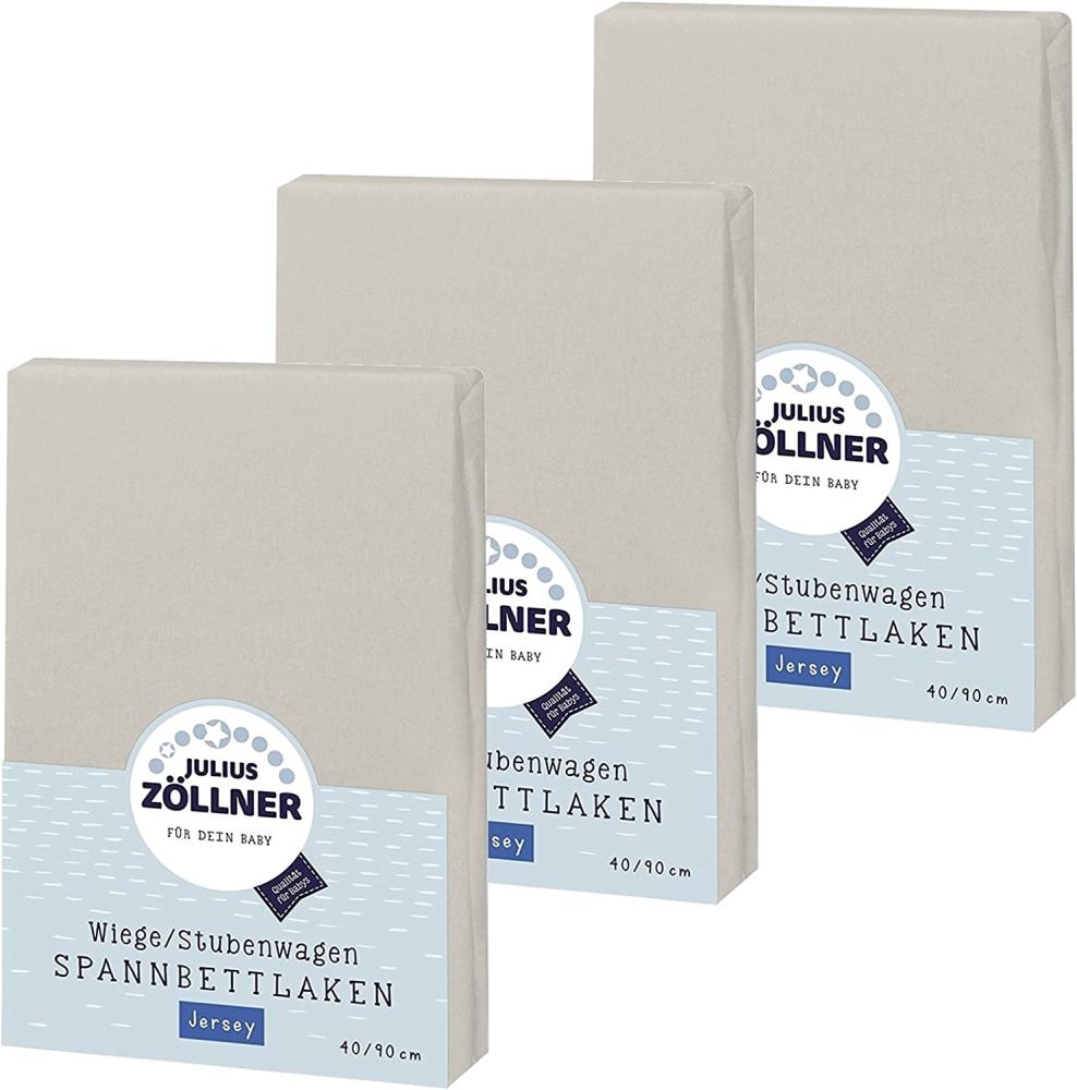 Julius Zöllner Spannbetttuch Jersey 90x40 Taupe 3er Pack Bild 1