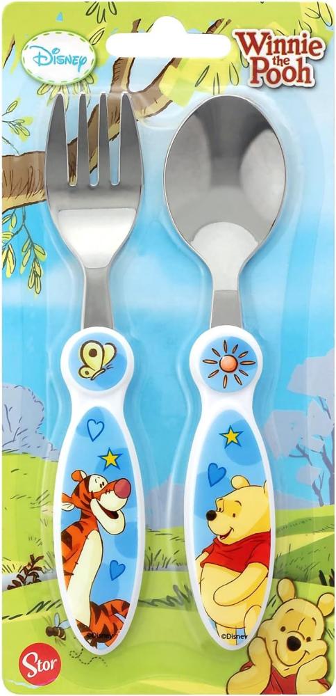 Disney Winnie Puuh Kinderbesteck Kinder Besteck-Set Disney Winnie Puuh 2-teilig Gabel und Löffel (2-tlg) Bild 1