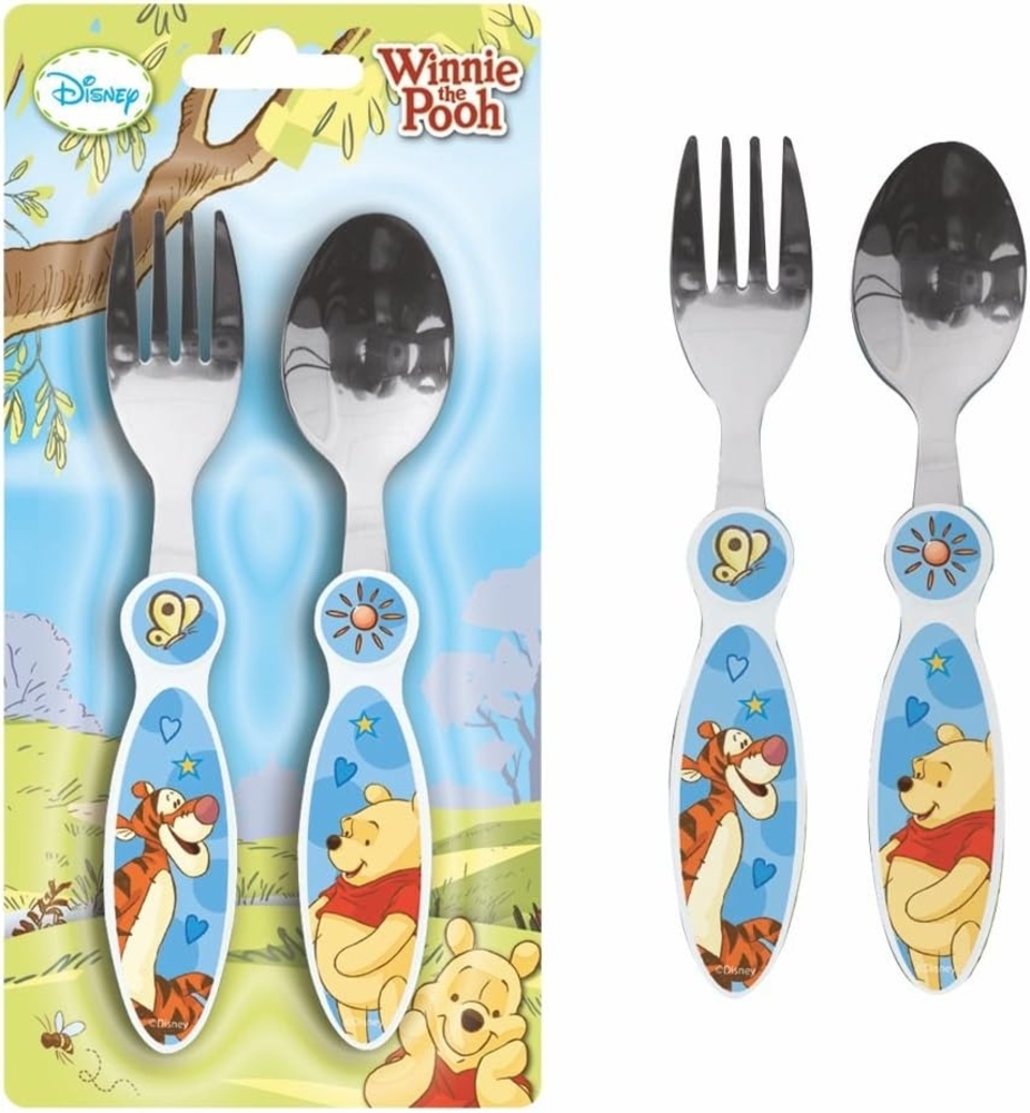 Disney Winnie Puuh Kinderbesteck Kinder Besteck-Set Disney Winnie Puuh 2-teilig Gabel und Löffel (2-tlg) Bild 1