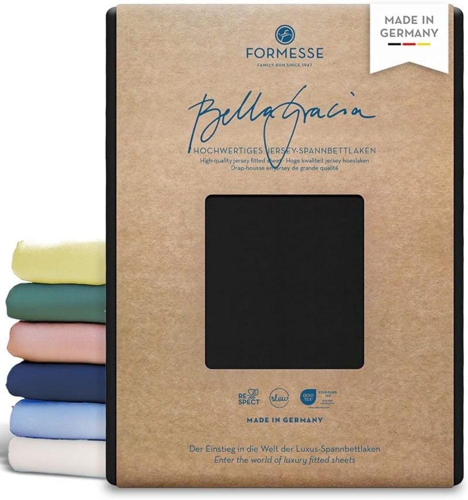 Formesse Jersey Spannbetttuch Bella Gracia|200x220 - 200x240 cm| schwarz Bild 1