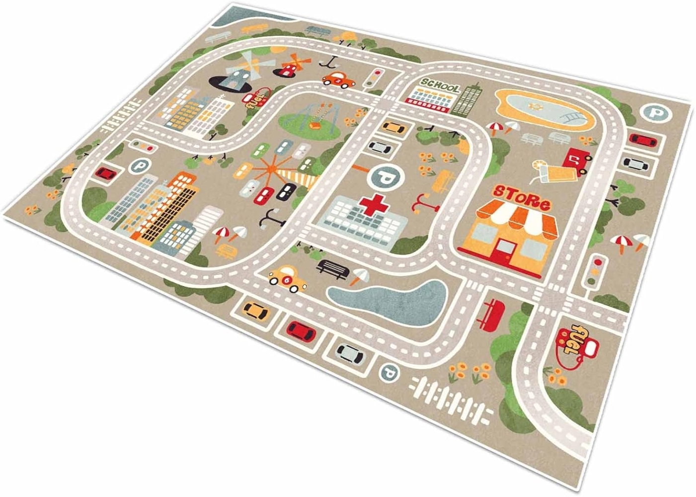 TYKTZXY Autoteppich Spielteppich Straße ，Kinderteppich Jungen Straßenteppich，Bauteppich Fahrzeug Teppich Kinder(80×120cm,31×47inch) Bild 1