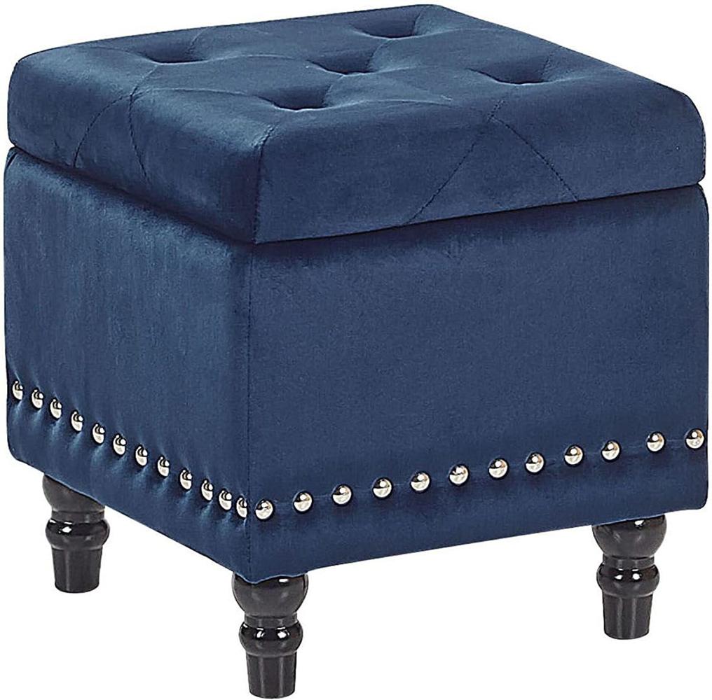 Pouf Samtstoff mit Stauraum dunkelblau LORETTO Bild 1