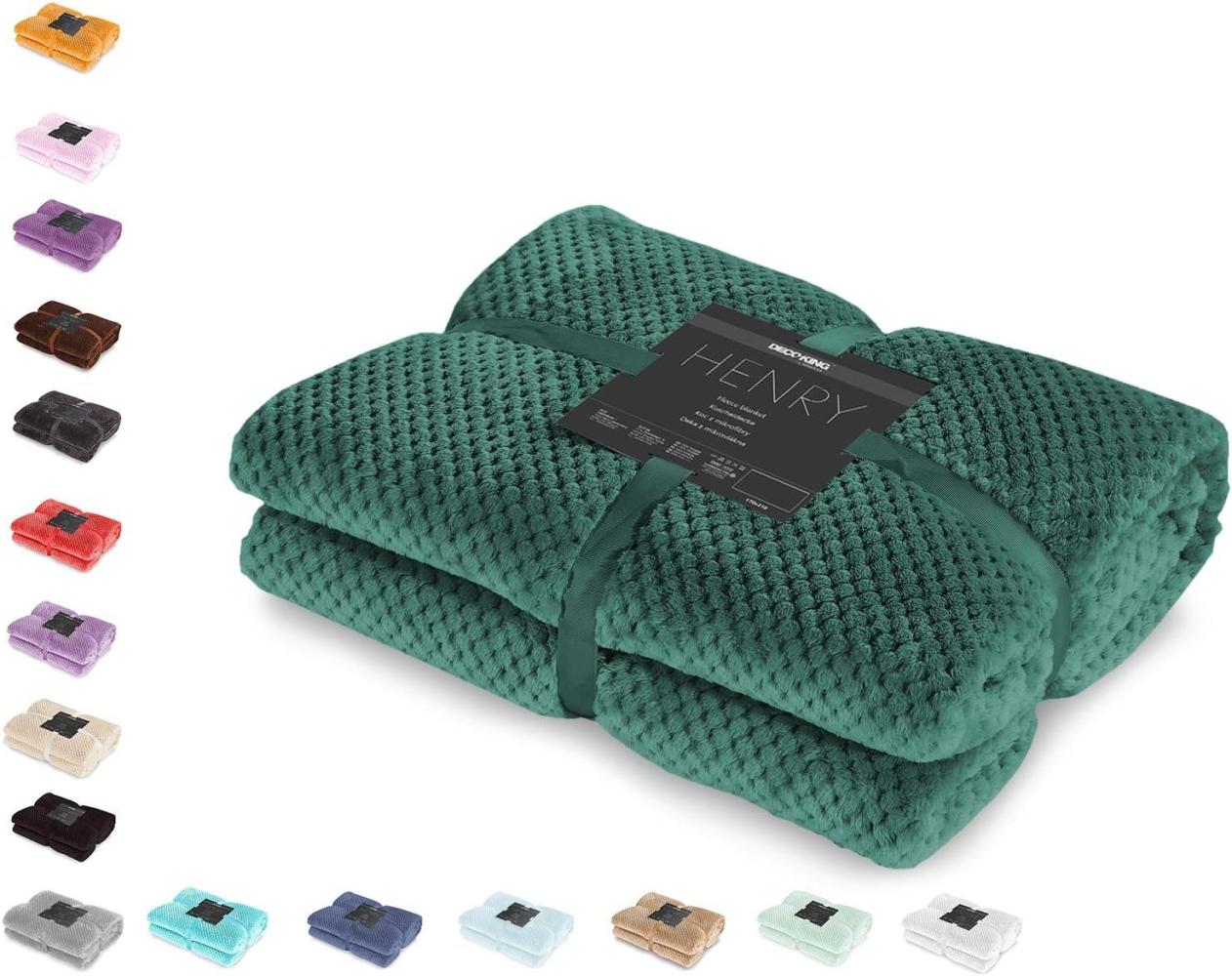 DecoKing Kuscheldecke 170x210 cm flaschengrün Decke Microfaser Wohndecke Tagesdecke Fleece weich sanft kuschelig skandinavischer Stil grün dunkelgrün Henry Bild 1