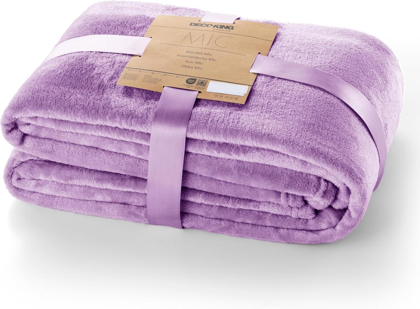 DecoKing Kuscheldecke 70x150 cm lila Decke Microfaser Tagesdecke Fleece weich sanft kuschelig Lilac Mic Bild 1