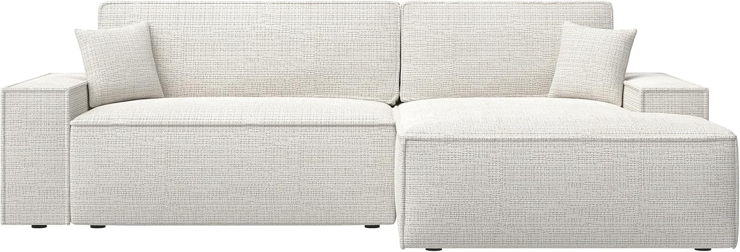 Selsey Farese New - Ecksofa mit Schlaffunktion, Chenille-Bezug in Hellbeige, rechtsseitig Bild 1