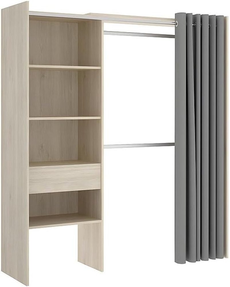 Vente-unique - Kleiderschrank Kleiderschranksystem - B. 110/160 cm - Eichefarben & Grau - LAURENT Bild 1
