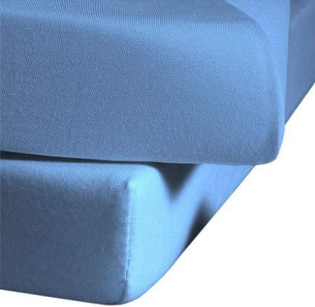 Fleuresse Mako-Jersey-Spannlaken Jenny C Farbe mittelblau 6031 200 x 200 cm Bild 1