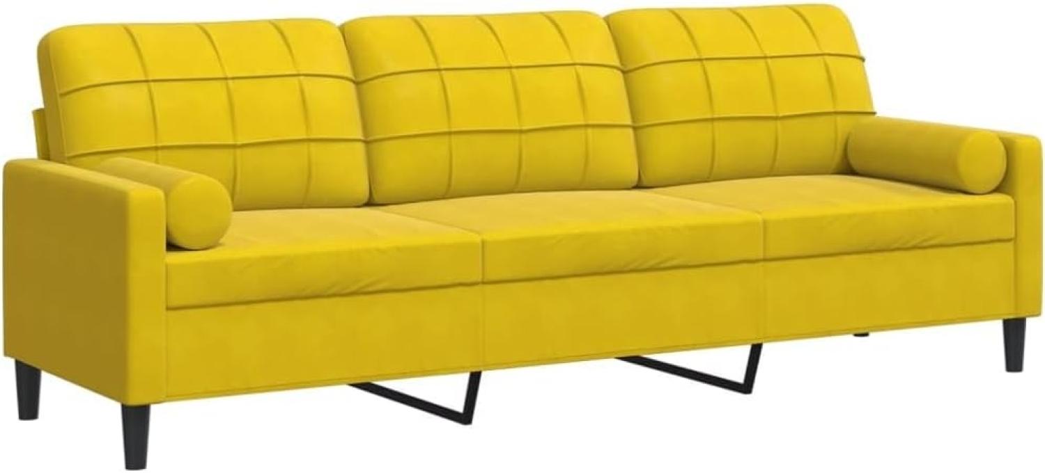 Sofa 3-Sitzer mit Zierkissen Gelb 210 cm Samt 3278245 Bild 1