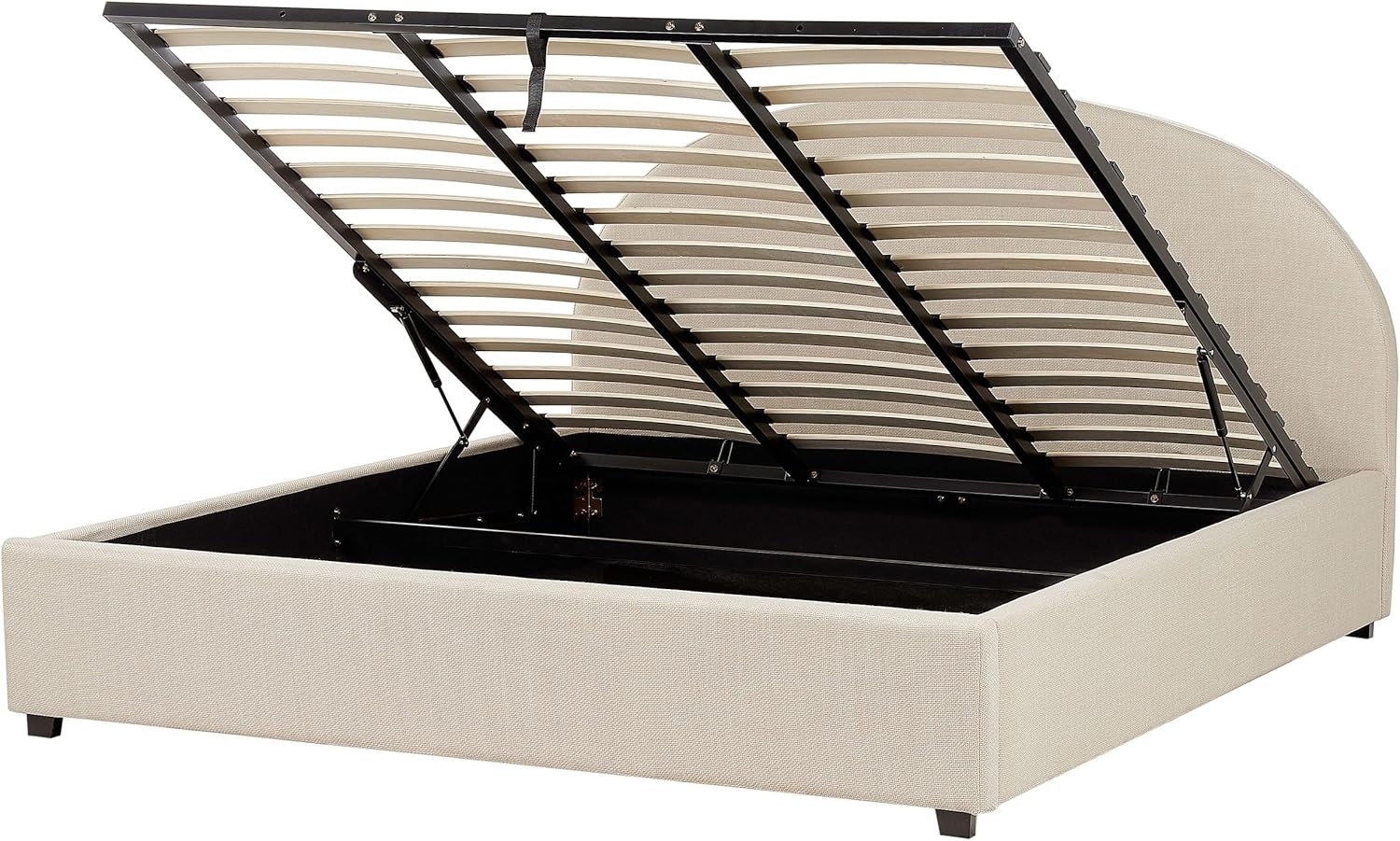 Bett mit Stauraum VAUCLUSE 180 x 200 cm Stoff Sandbeige Bild 1