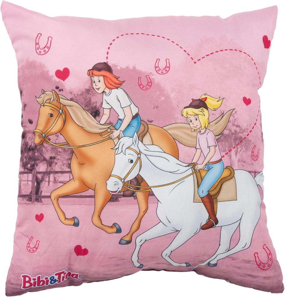 United Labels® Dekokissen Bibi & Tina Kissen Pferde Plüsch Zierkissen Kopfkissen 40 x 40 cm Bild 1