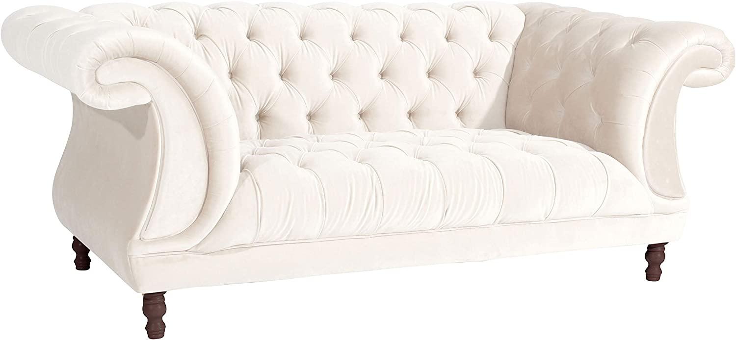 Ivette Sofa 2-Sitzer Samtvelours Creme Buche Nussbaumfarben Bild 1