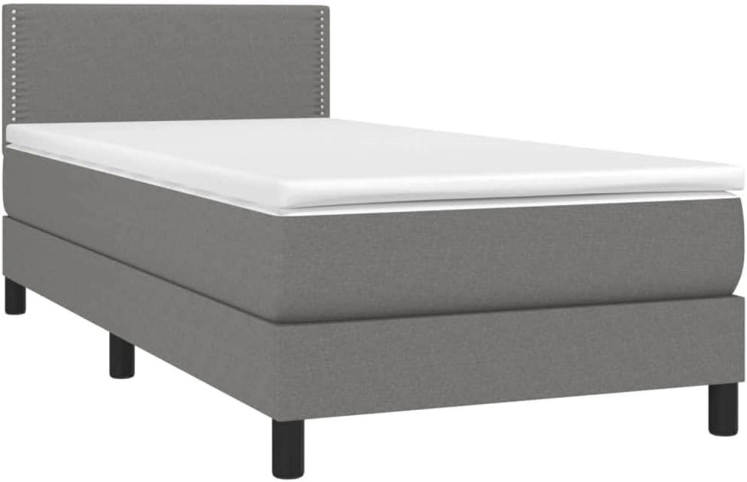 vidaXL Boxspringbett mit Matratze Dunkelgrau 100x200 cm Stoff 3139954 Bild 1