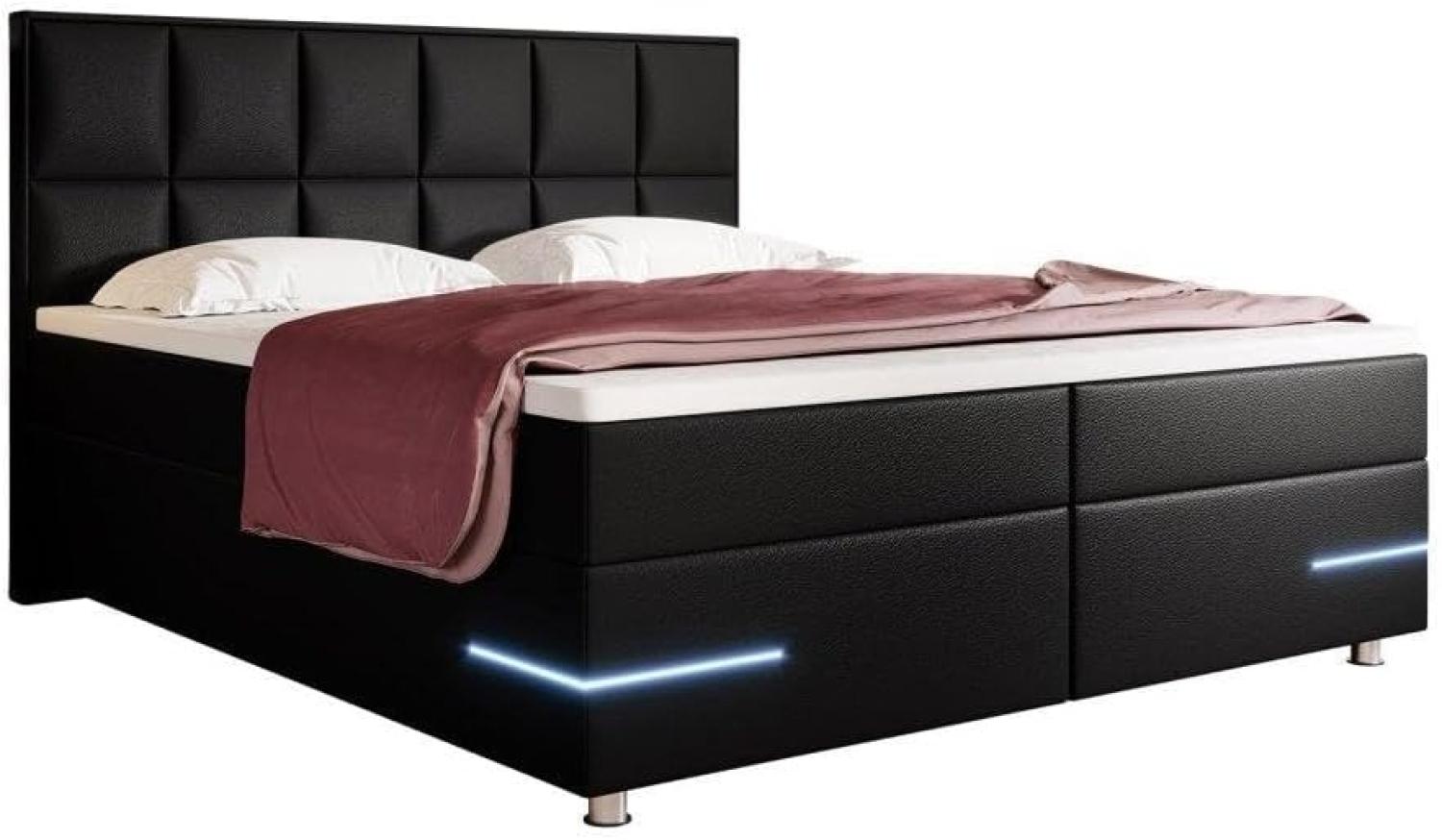 Boxspringbett Milano mit LED (Kunstleder) 120x200 Schwarz H4 Bild 1