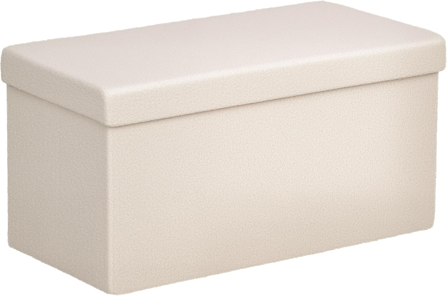 HOMCOM Sitzbank mit Stauraum, faltbar, mit Samtoptik, Sitztruhe (Truhenbank, 1-St, Polsterbank), für Flur Schlafzimmer Wohnzimmer, 76 x 38 x 38 cm Cremeweiß Bild 1