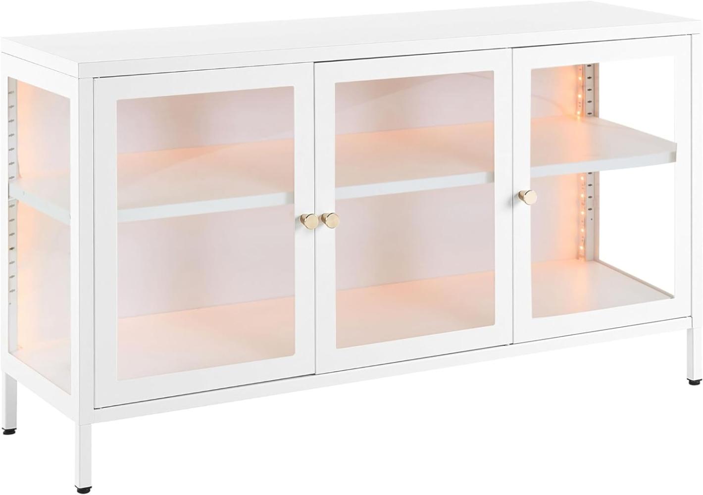 Sideboard mit LED-Beleuchtung NEWPORT Metall 115 cm 35 cm Weiß Bild 1