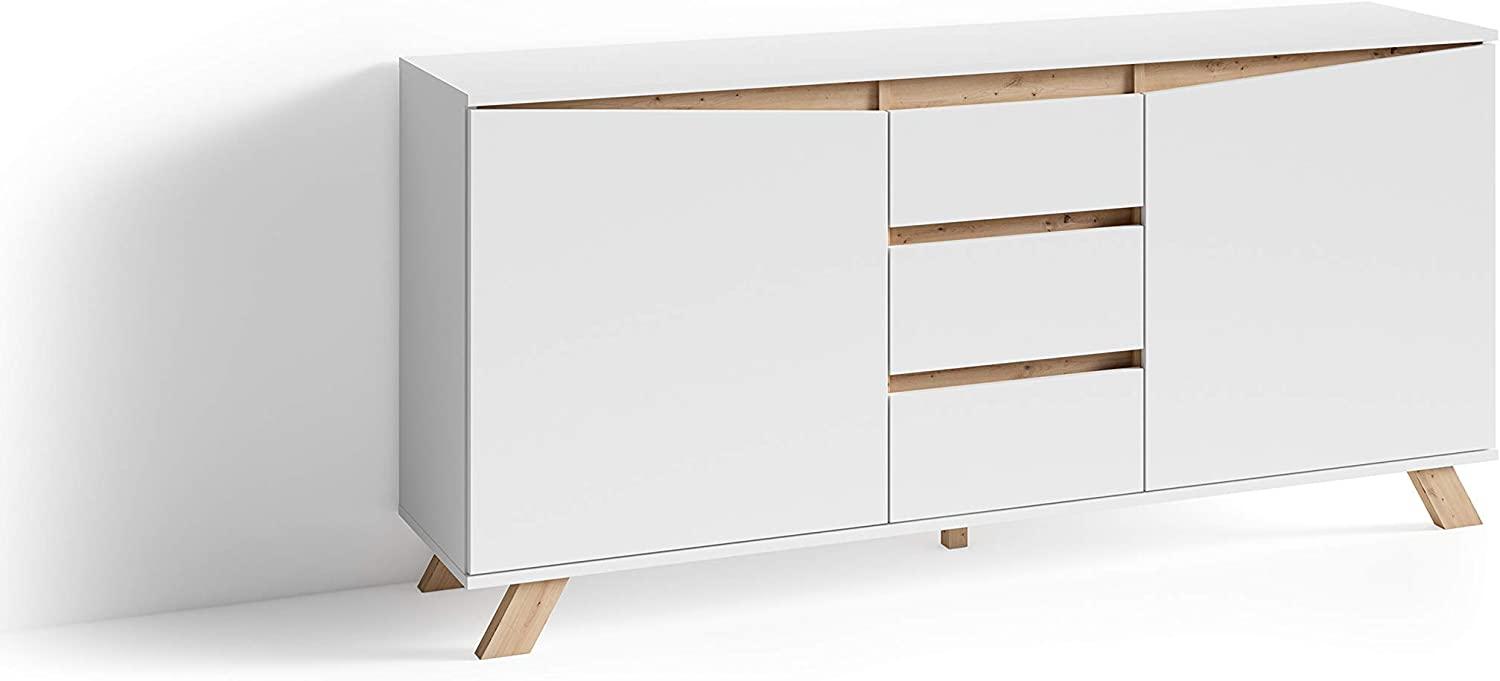 HOMEXPERTS Vicky Sideboard, Artisan Eiche/Weiß/Anthrazit, 160 x 80 x 38 cm (BxHxT) Bild 1