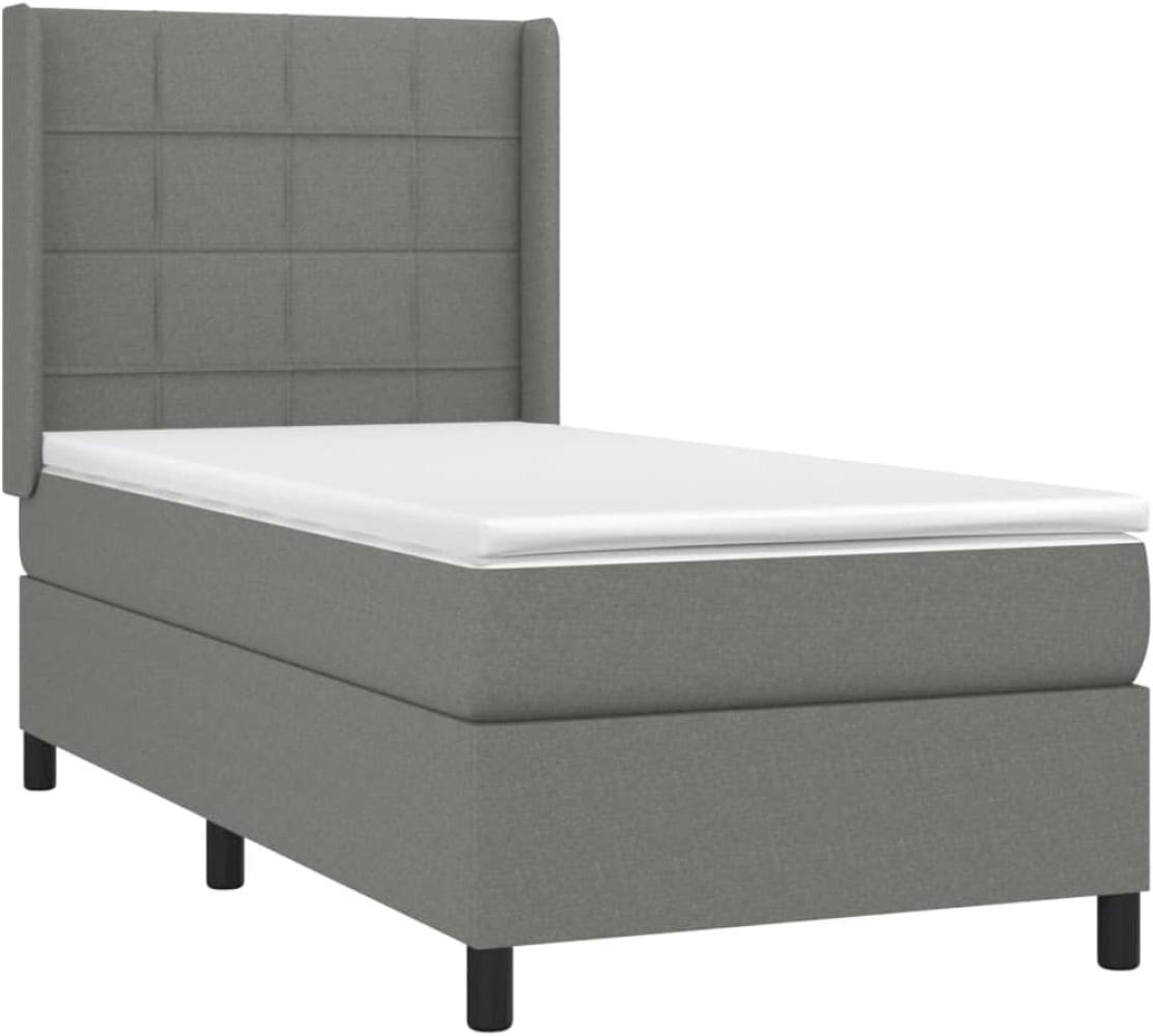 vidaXL Boxspringbett mit Matratze Dunkelgrau 100x200 cm Stoff 3131410 Bild 1