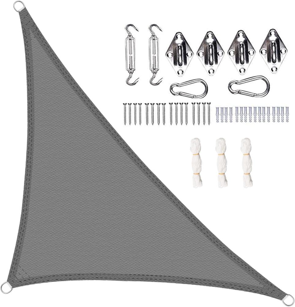 Sonnensegel Sonnenschutz HDPE Durchlässig UV Schutz grau 2,5x2,5x3,5m Bild 1