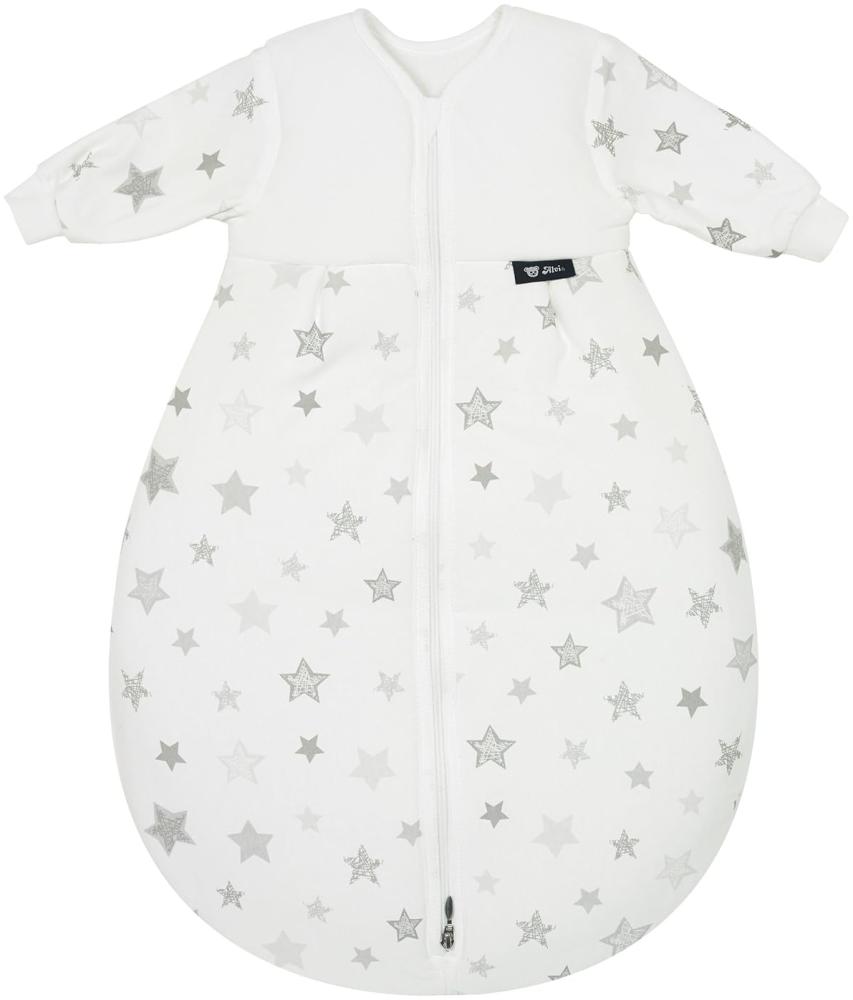 Alvi Schlafsack Mäxchen Thermo mit Arm | Babyschlafsack ÖKO-TEX zertifiziert | Alvi Außensack mit Arm | Winterschlafsack 3,0 TOG, Größe:110, Design:Silver Stars silbergrau 786-9 Bild 1