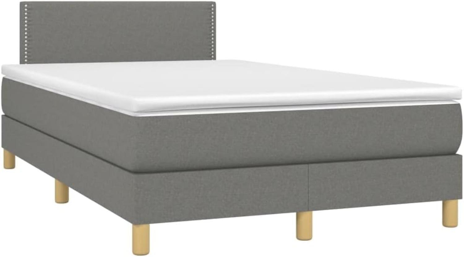 vidaXL Boxspringbett mit Matratze Dunkelgrau 120x200 cm Stoff, Härtegrad: H2 [3140522] Bild 1