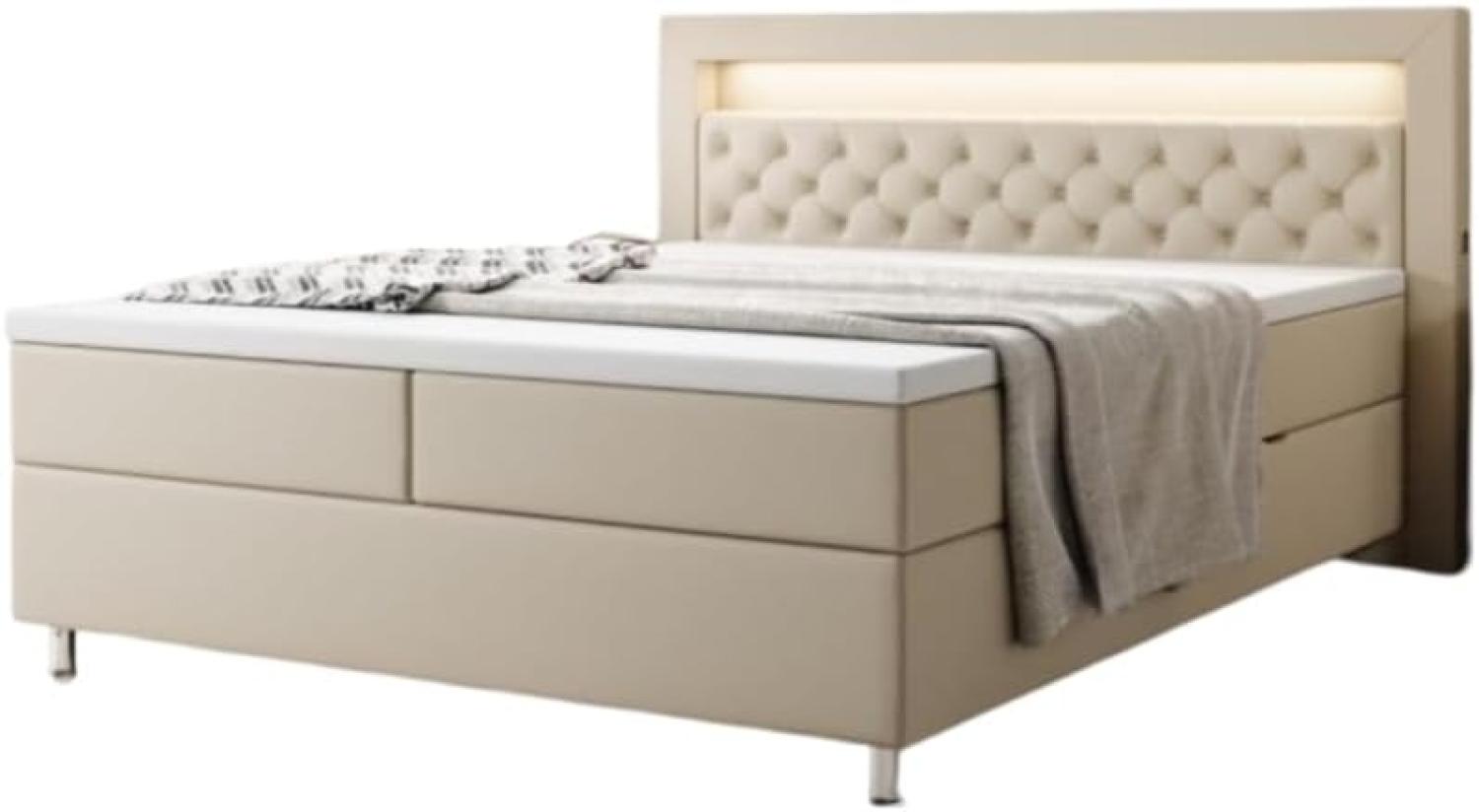 Boxspringbett Tesero mit USB, RGB und Stauraum 160x200 Beige H3 Bild 1