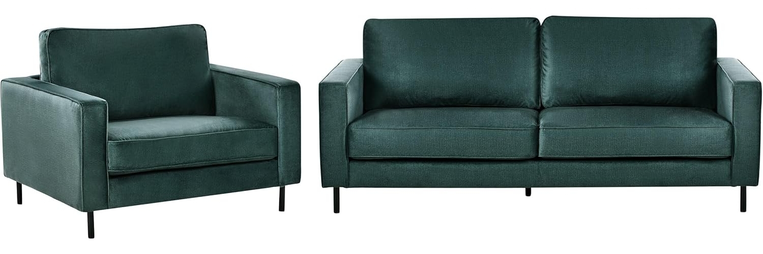 Sofa Set Samtstoff dunkelgrün 4-Sitzer SAVALEN Bild 1