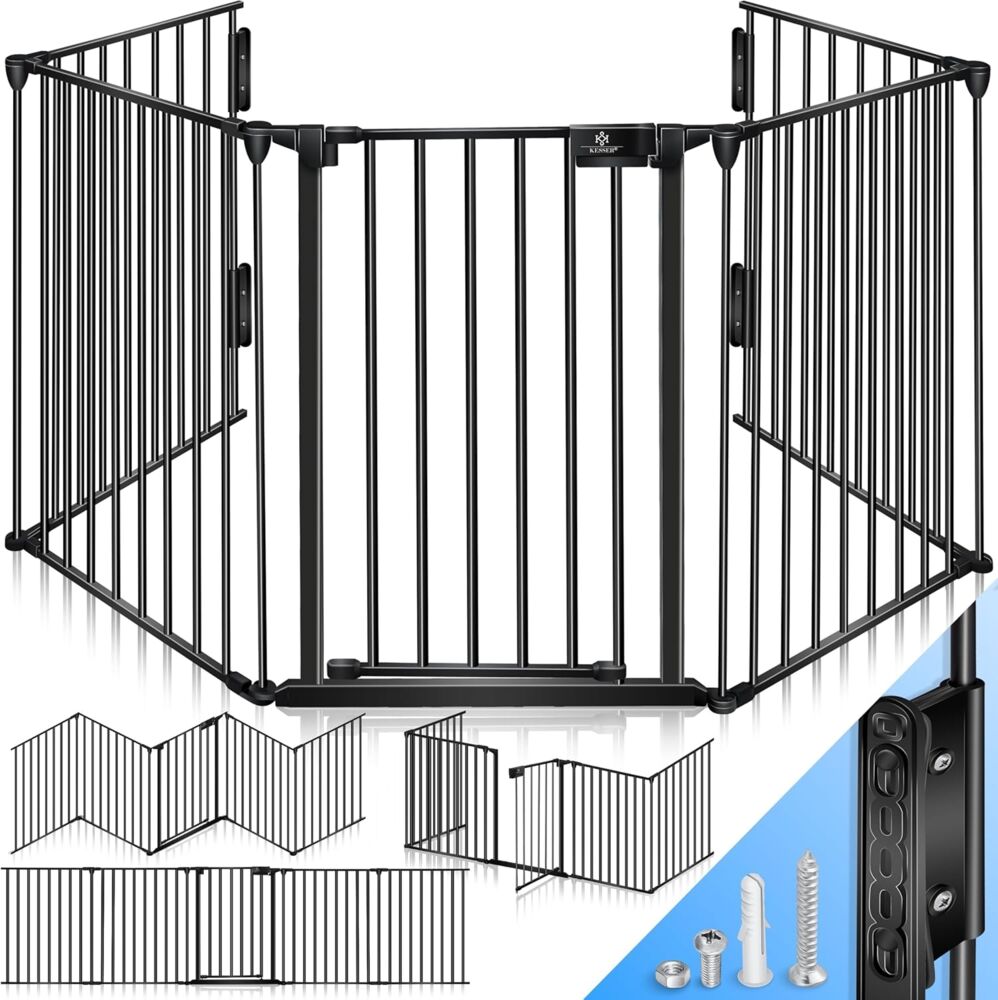 KESSER® Kaminschutzgitter, mit Tür, 420cm Länge, Schwarz Bild 1