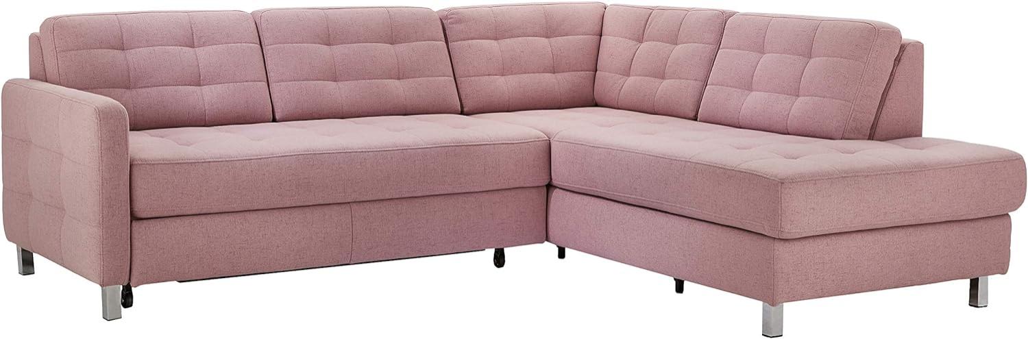 CAVADORE Ecksofa Piccoli mit Ottomane rechts / Sofaecke im modernen Design / 233 x 80 x 196 / Flachgewebe Altrosa Bild 1