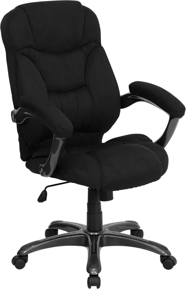 Flash Furniture Jessie Bürostuhl mit hoher Rückenlehne, Mikrofaser, zeitgenössisch, ergonomisch, mit Armlehnen, Schwarz Bild 1