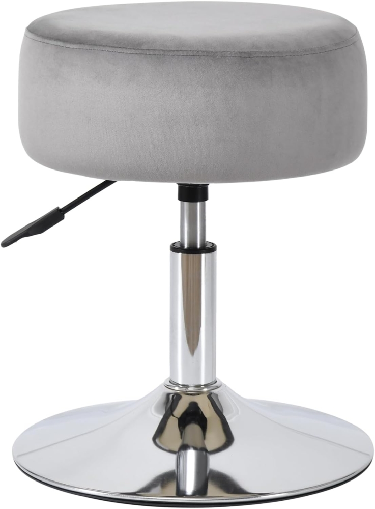 Drehhocker Sitzhocker Hocker RUND höhenverstellbar drehbar aus Kunstleder Farbauswahl Duhome 428S, Farbe:Grau, Material:Samt Bild 1