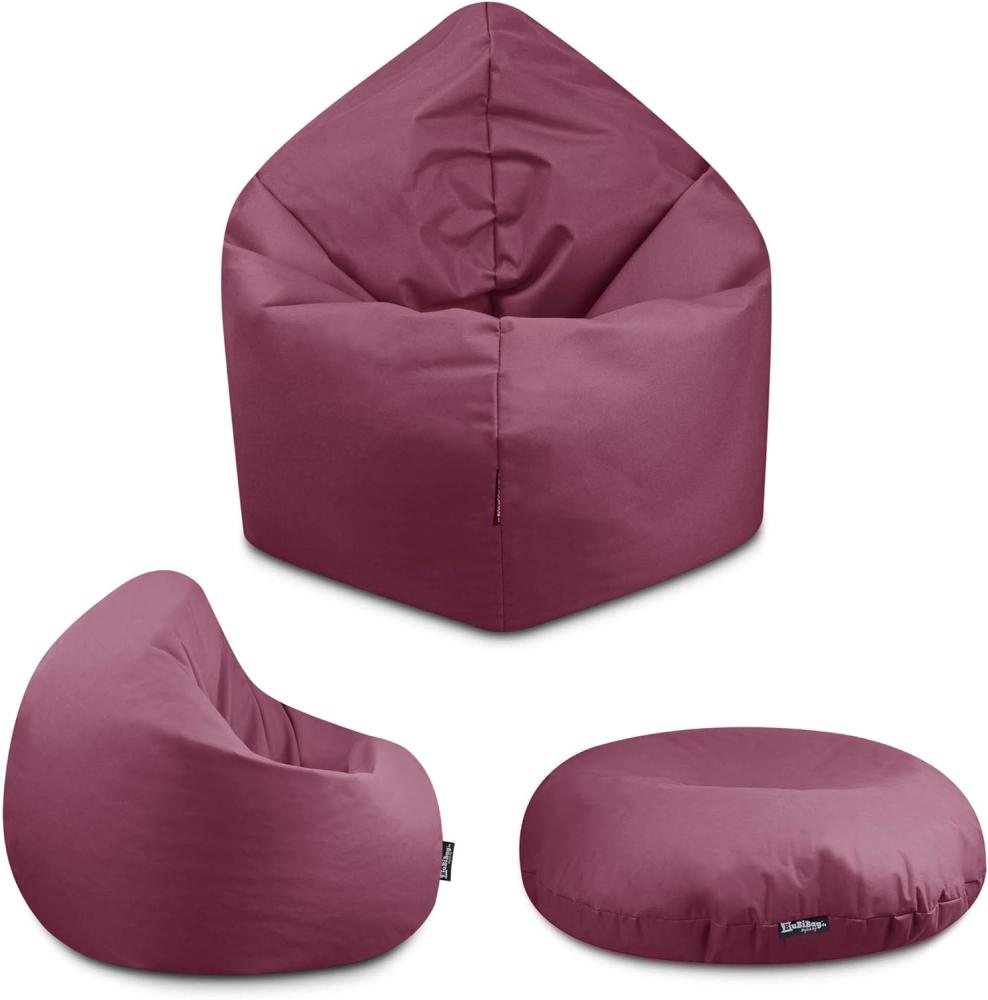 BuBiBag - 2in1 Sitzsack Bodenkissen - Outdoor Sitzsäcke Indoor Beanbag, Weinrot, Ø 125,0 cm Bild 1