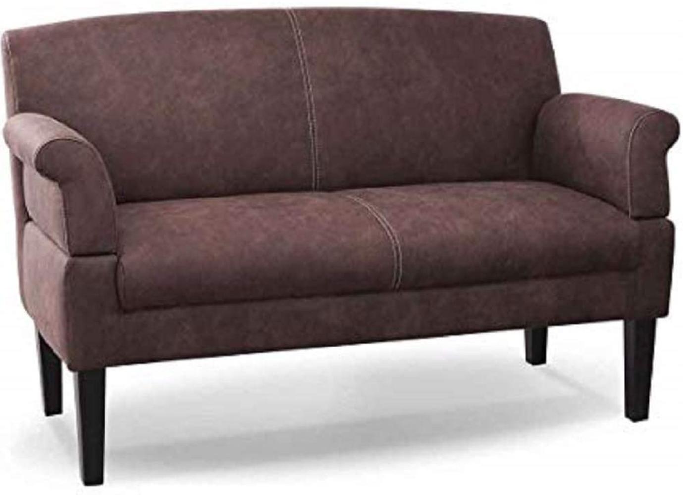 CAVADORE 2-Sitzer Küchensofa Malm, Sitzbank für Küche oder Esszimmer in Lederoptik, Inkl. Armteilverstellung, Federkern und moderner Kontrastnaht, 152 x 97 x 78, Mikrofaser: braun Bild 1