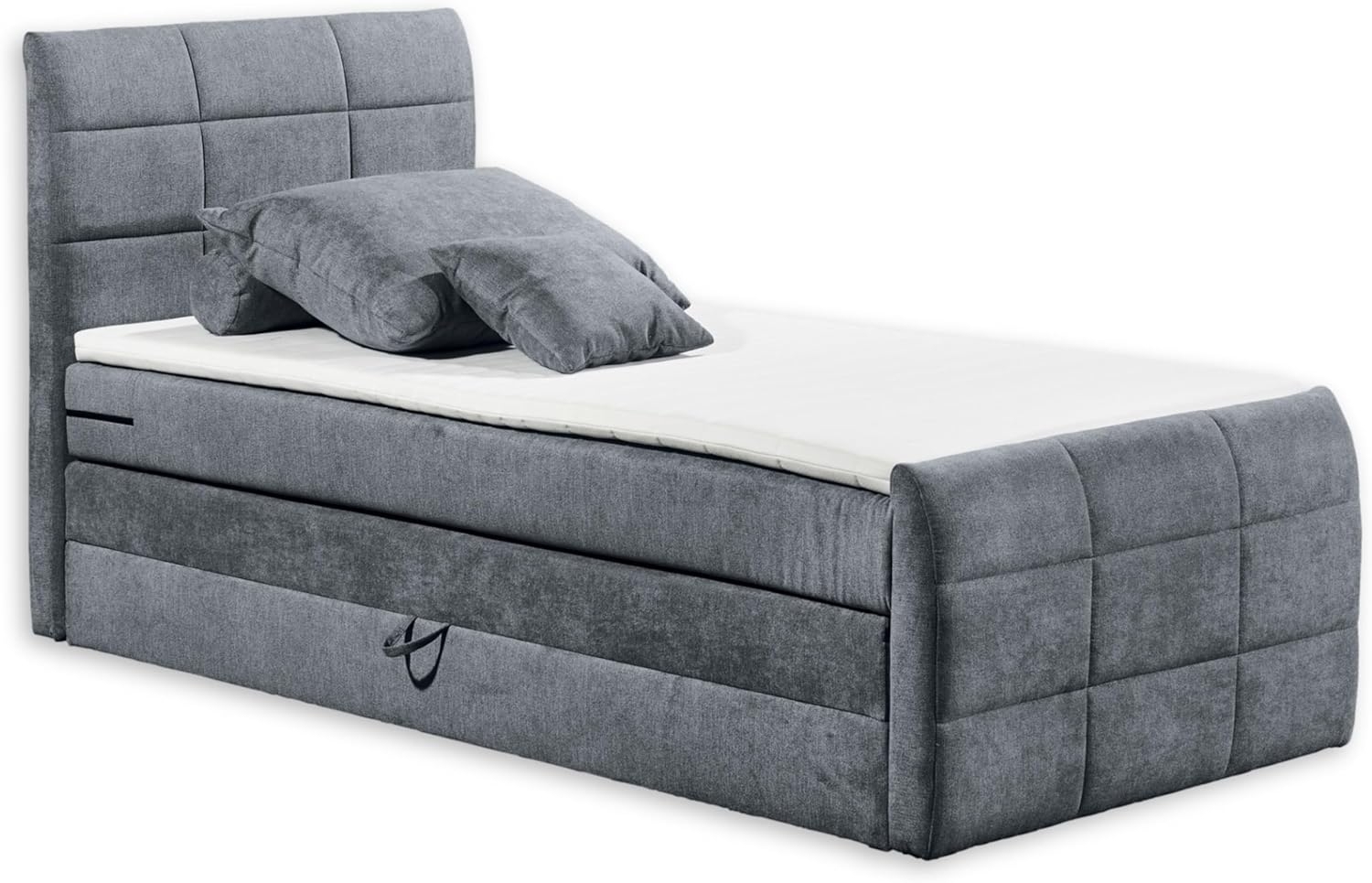 KUBA 2 Boxspringbett 120x200 mit Bettkasten, Anthrazit - Bequemes Bett mit 7-Zonen-Federkern Matratze & Komfortschaum Topper - 123 x 113 x 220 cm (B/H/T) Bild 1