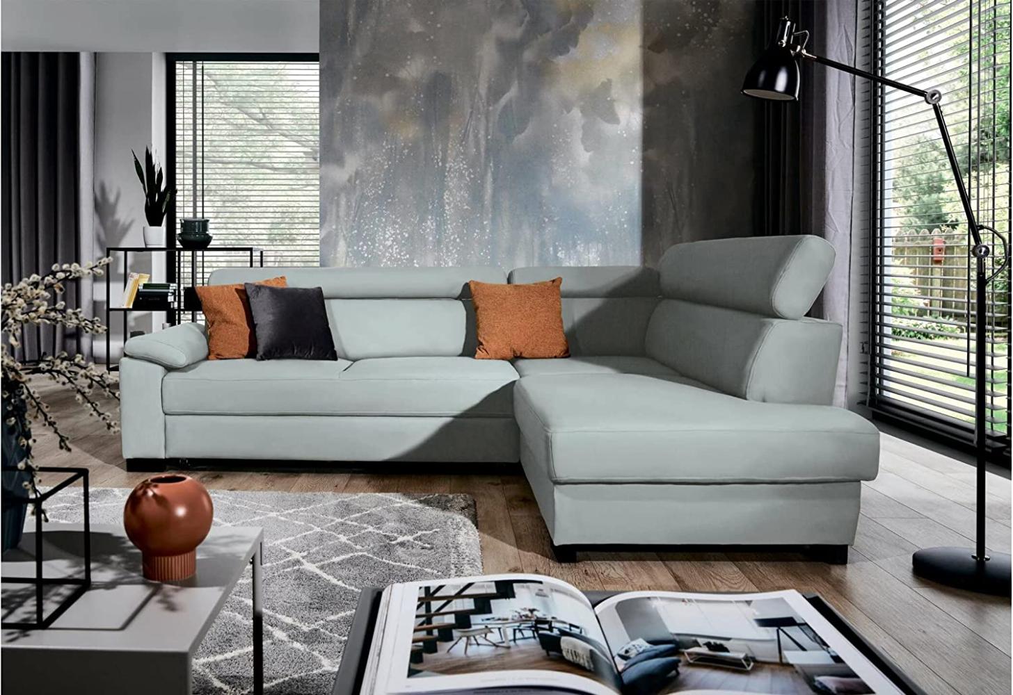 Stylefy Fulda Ecksofa Strukturstoff INARI Hellgrau Rechts Bild 1