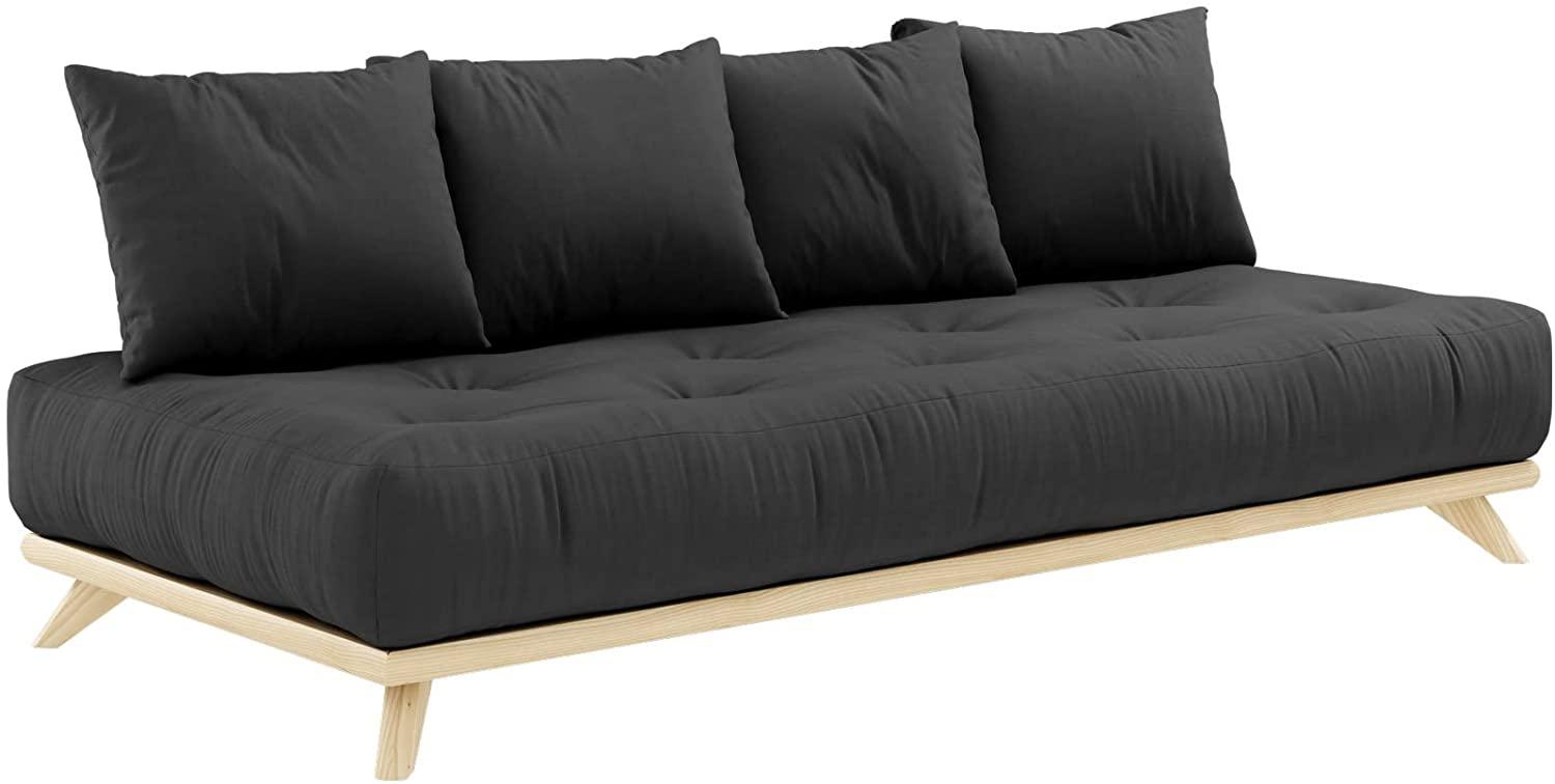 KARUP DESIGN SENZA Futonsofa inkl. 4 Kissen Gestell Natur Matratze Dunkelgrau Bild 1