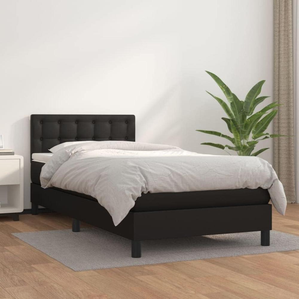 vidaXL Boxspringbett mit Matratze Schwarz 100x200 cm Kunstleder 3141107 Bild 1