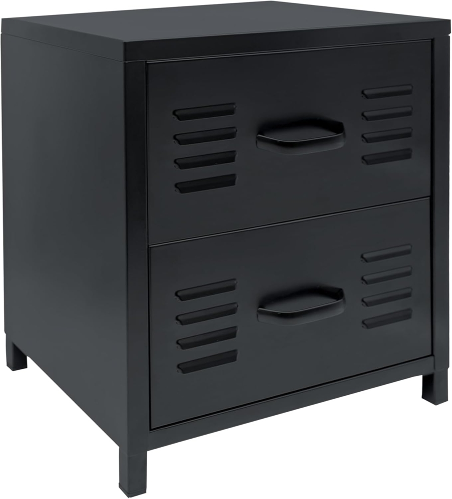 Metall Schrank mit Schubladen Nachttisch Nachtschrank 40x30x46cm York schwarz Bild 1