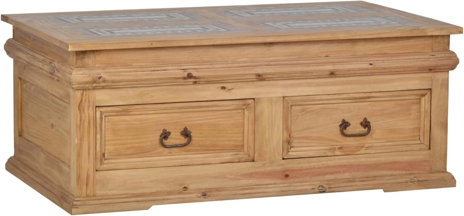 MiaMöbel Mexico Couchtisch - Marmor Massivholz Pinie Landhaus Mexiko Möbel Mexikanisch Bild 1