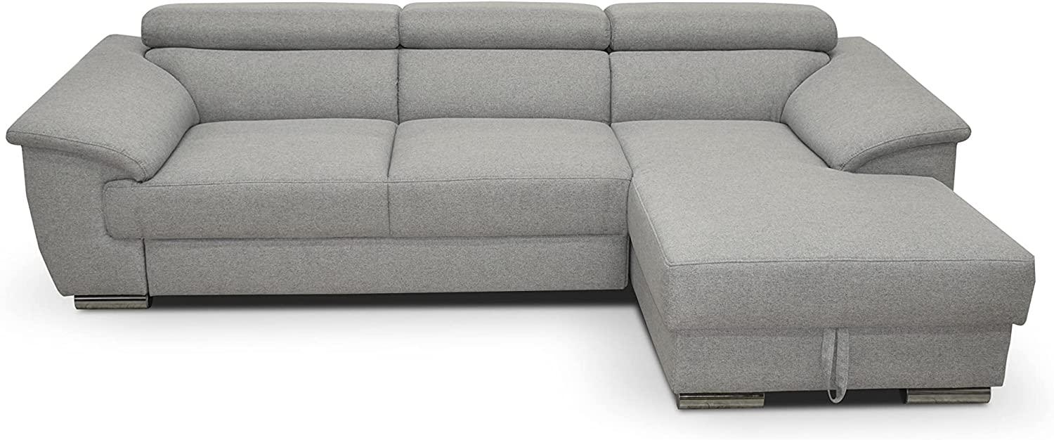 DOMO. collection David Sofa, Ecksofa mit Rückenfunktion, Eckcouch mit Schlaffunktion und Bettkasten (Staufach), 272 x 166 cm Funtkionssofa mit Federkern in grau Bild 1