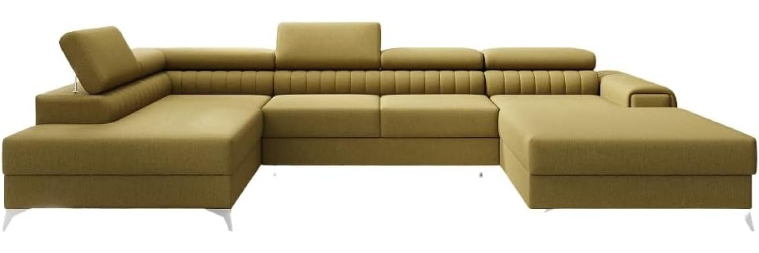 Designer Sofa Collina mit Schlaf- und Klappfunktion Stoff Senf Links Bild 1