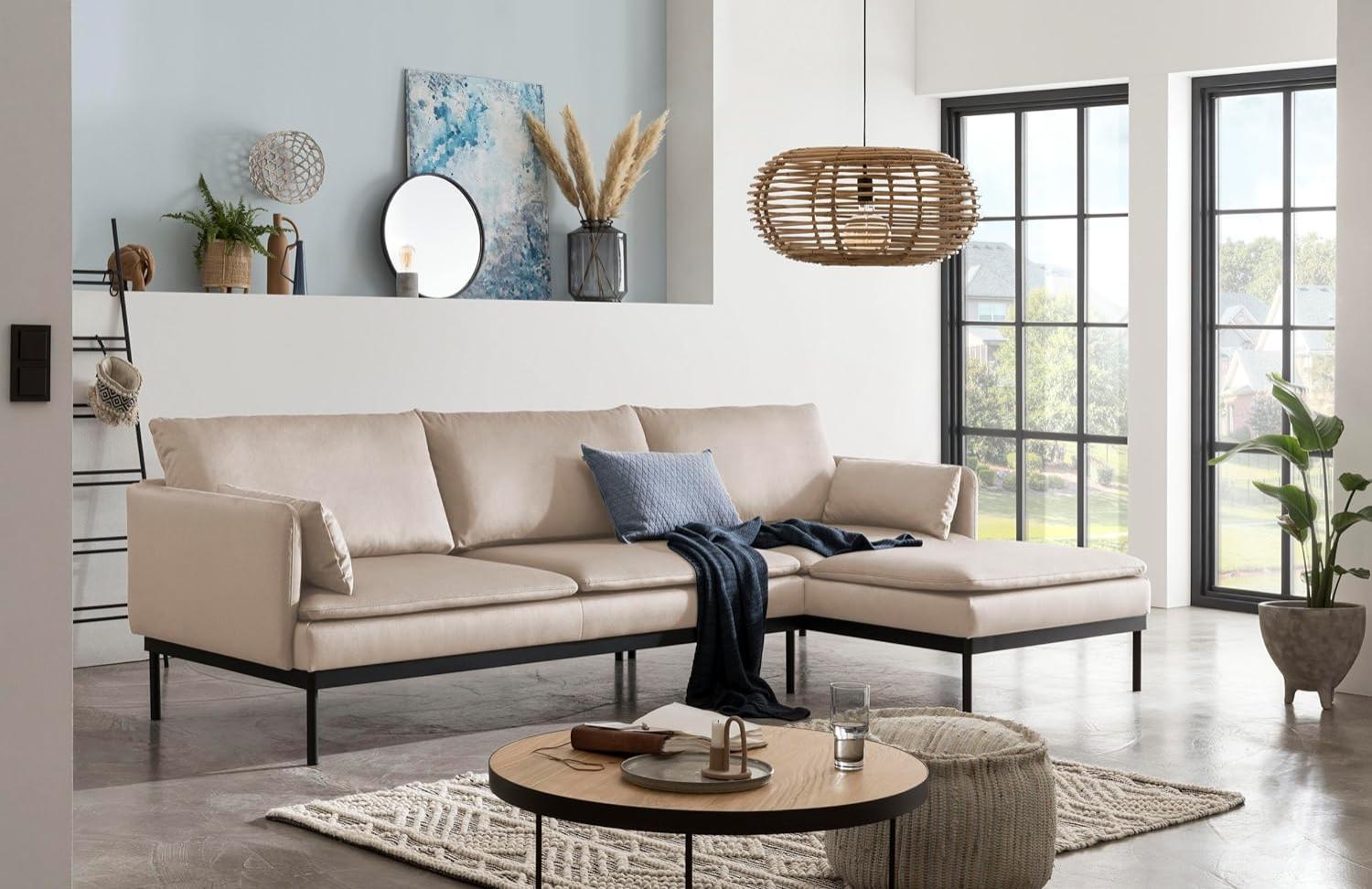 Traumnacht Ecksofa Lyon Sofa 2-Sitzer mit Recamiere, beige/Recamiere lässt sich flexibel an der rechten oder linken Seite anbauen, produziert nach deutschem Qualitätsstandard, leichter Aufbau Bild 1