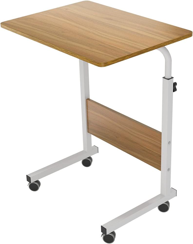 sogesfurniture höhenverstellbar Laptoptisch Laptopständer Computertisch mit Rollen, mobiler Beistelltisch Pflegetisch für Bett und Sofa, 60 * 40 * 71-90cm, Eiche 05#1-60OK-BH Bild 1