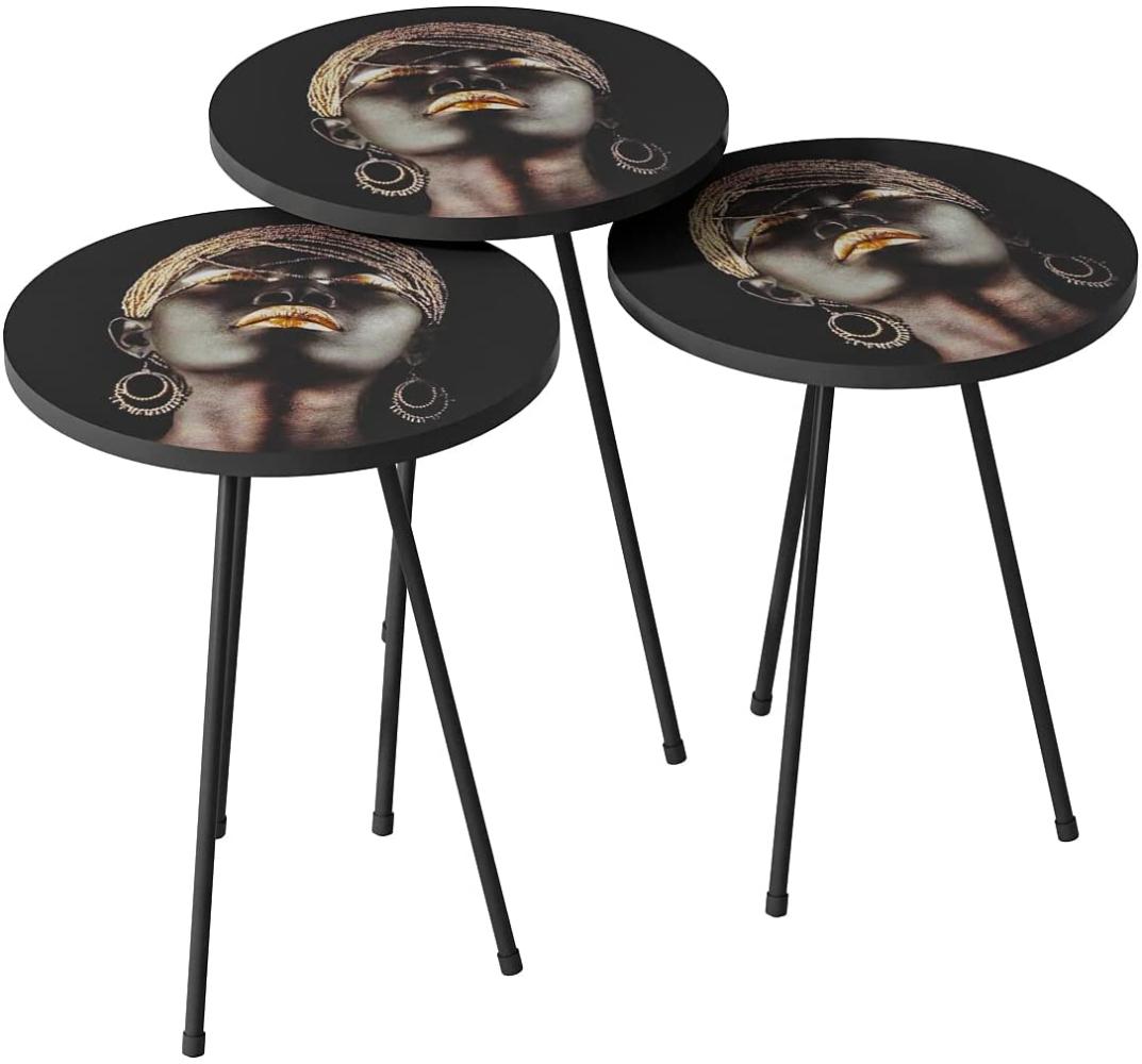Beistelltisch 3er set Schwarz Metallfüße Dame Rund 10878430 Bild 1