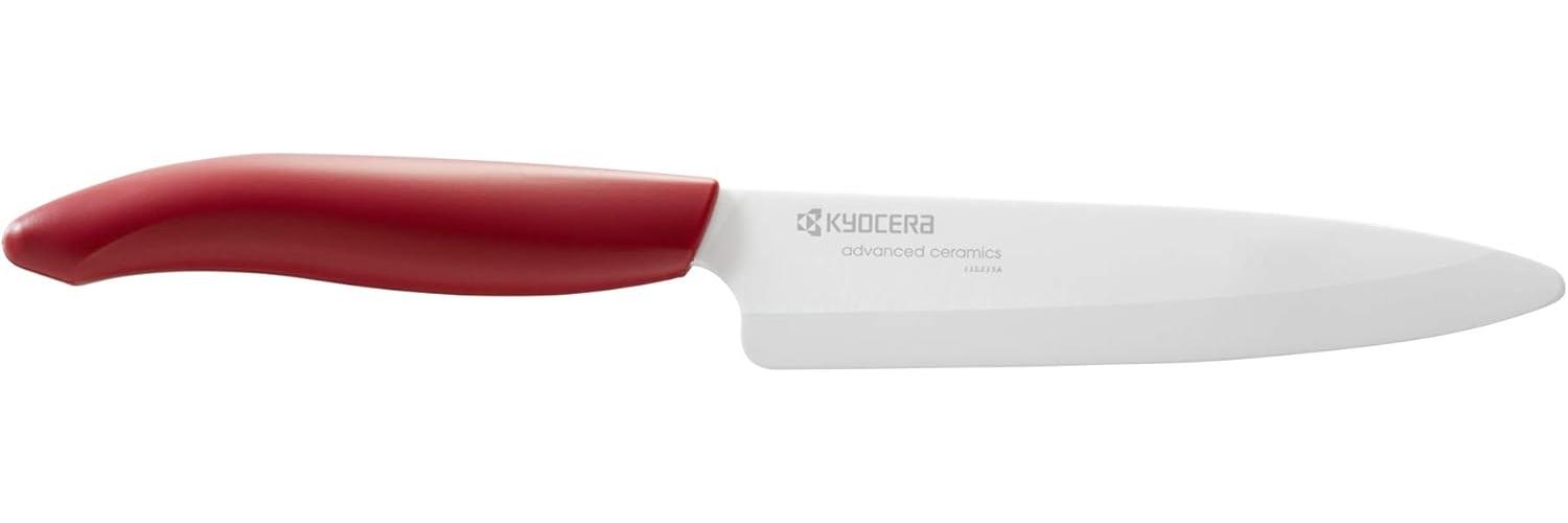 KYORA GEN COLOUR Universal Keramikmesser FK-130WH-RD Universalmesser mit extrem scharfer Keramikklinge für absolut präzise Schnitte. Grifffarbe rot. Klingenlänge: 13 cm Bild 1