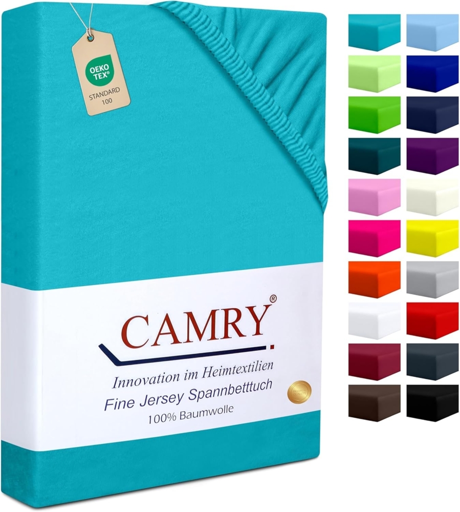Camry Spannbettlaken CLASSIC, Jersey Baumwolle, Gummizug: rundum, viele Farben, alle Matratzenhöhen, Bettlaken, Spannbetttuch Bild 1