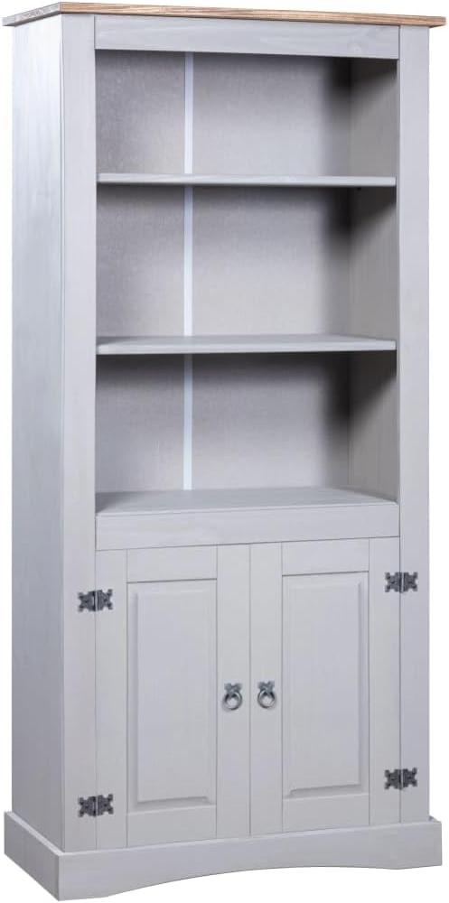 Buffetschrank Mexiko-Stil Kiefernholz Grau 80 x 40 x 170 cm Bild 1